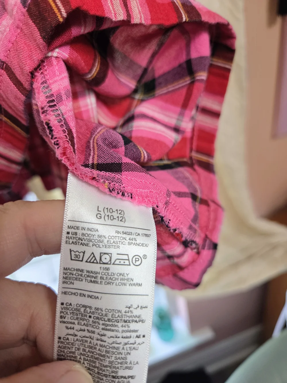 Old Navy Pink Plaid Puff-Sleeve Dress